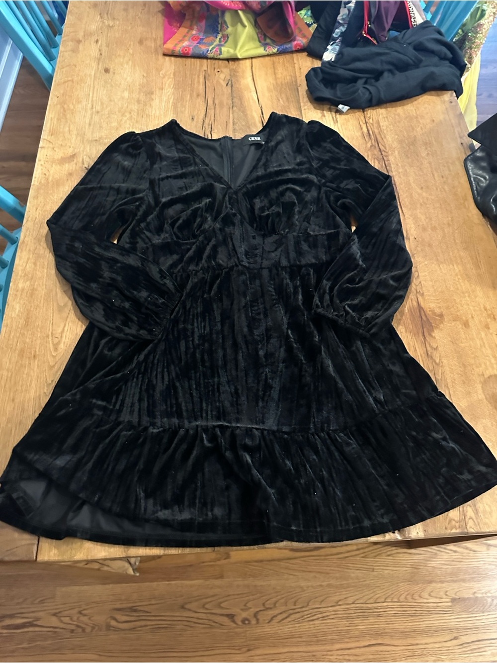 Cider crushed velvet babydoll dress with tiered ruffled skirt XXL